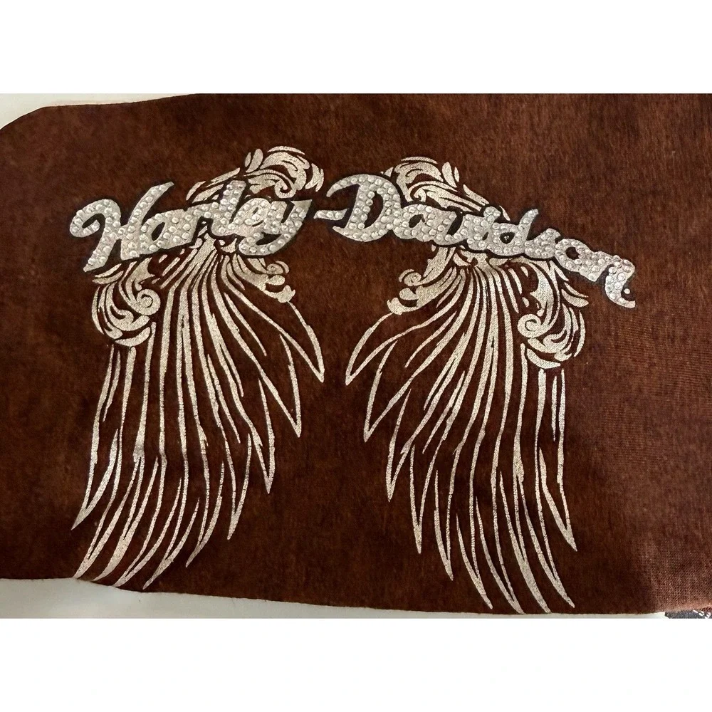 Harley-Davidson Womens Rhinestone Wings Head Wrap Brown One Size Biker EUC